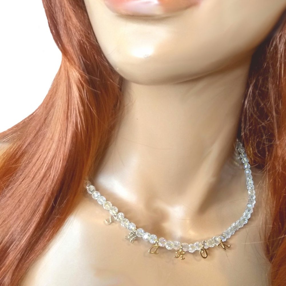 Crystal Bead Name Necklace, Personalized Necklace, Customized Necklace Gift